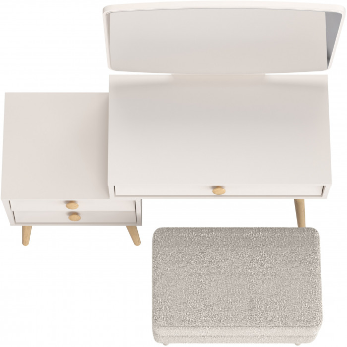 Афина Спальня 4-25901М1к.с. Трюмо + Банкетка 6-5138ТКШсв.серый Тифани, кашемир серый/ткань светло-серая