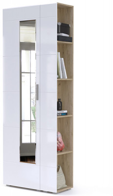 Лайн Прихожая № 04, дуб крафт серый/фасады МДФ белый глянец