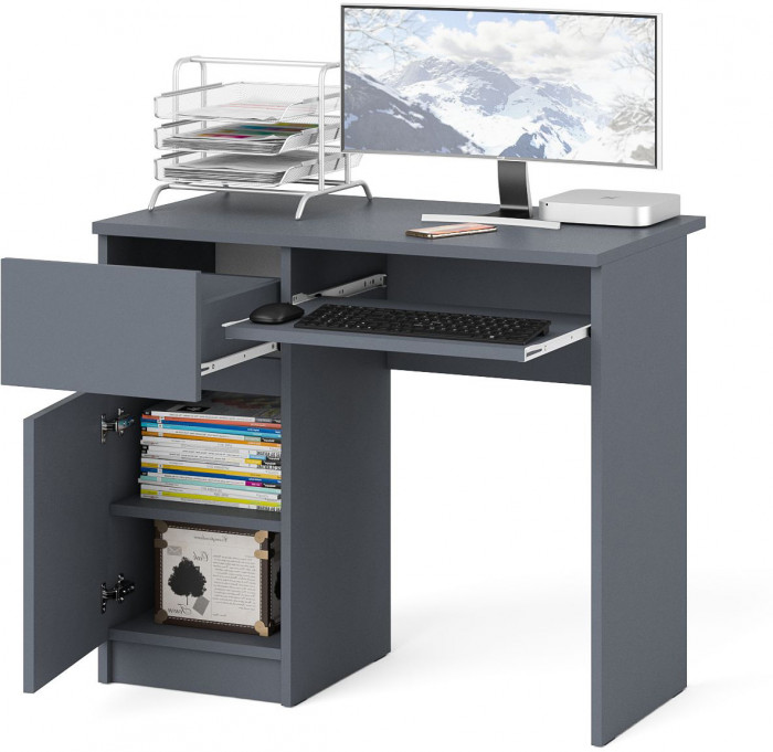 Мори компьютерный стол МС-1 левый, графит