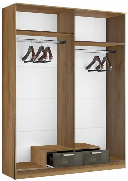 Адель Шкаф 1,6 платяной, вотан/Белый глянец