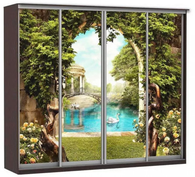 Шкаф купе Модерн 2362х450 4-х дверный 3-х секционный фотопечать №3 венге