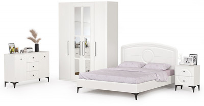 Валенсия Спальня № 31, цвет ЛДСП белый шагрень/МДФ белый шагрень, ортопед есть, сп. м. 1600х2000 мм., б/м