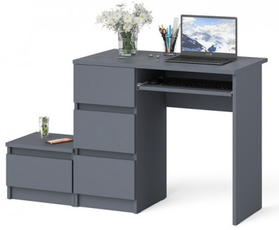 Мори компьютерный стол МС-6 левый + Тумба ТМП400.1, графит