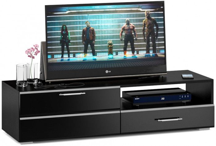 Спальня Стандарт 3-1400, венге/фасады ТВ тумбы МДФ чёрный глянец