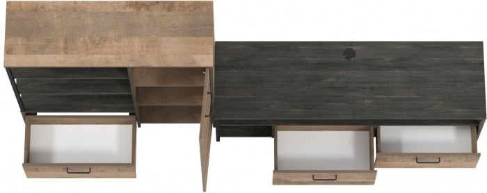 Трувор 13.70 Тумба под ТВ + 13.307.01 Комод, дуб гранж песочный/интра