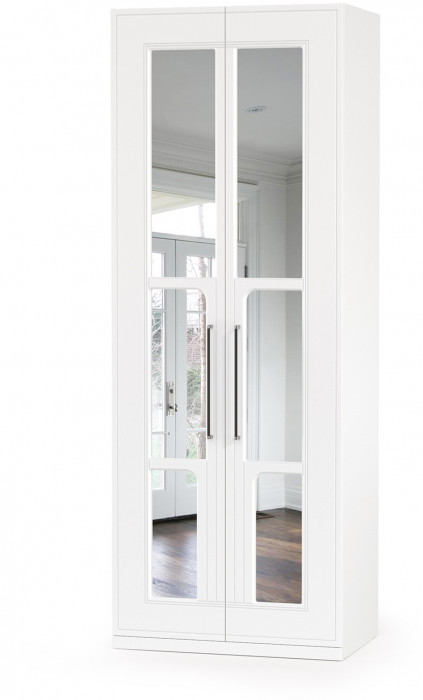 Валенсия Спальня Шкаф для одежды 3-х створчатый с зеркалами, ЛДСП белый шагрень/МДФ белый шагрень
