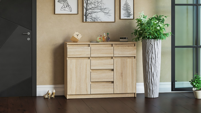 Мори Комод МК1200.4, цвет дуб сонома, ШхГхВ 120,4х41х94 см.