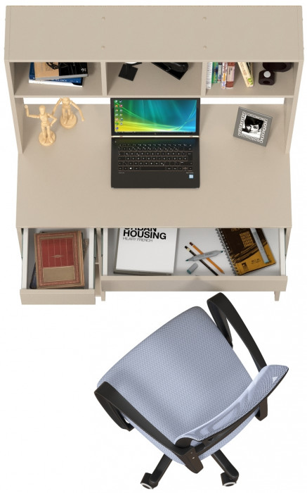 Стол компьютерный Комфорт 12.77F + кресло 103 серое, цвет сатин, ШхГхВ 100х49,8х147 см., универсальная сборка