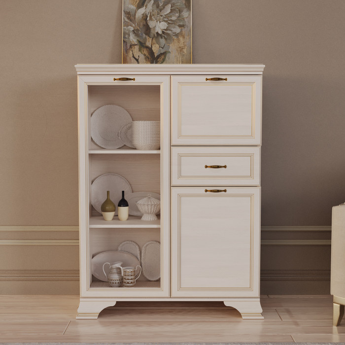 Шкаф низкий (1 стеклодверь) Сиена