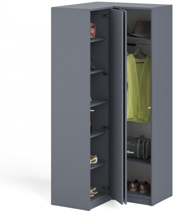 Мори Шкаф угловой МШУ960.1, цвет графит, ШхГхВ 96,4х96,4х209,6 см.