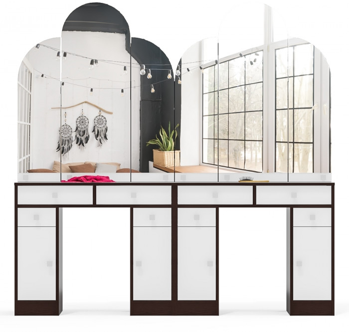 Два туалетных столика Трельяжа МД №2, венге/белый шагрень