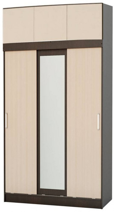 Бася Шкаф-купе с антресолью (Дуб Крафт Золотой / Белый Глянец)