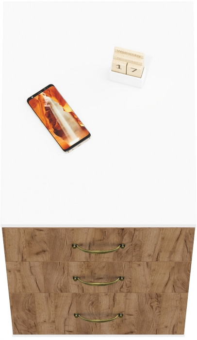 Лидер-8 Модуль Тумба МД 3.16, белый шагрень/крафт золото