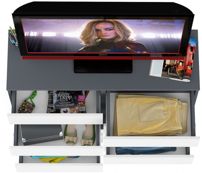 Мори Комод МК1200.8, графит/белый