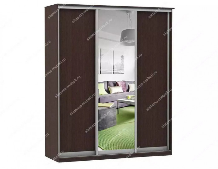 Шкаф купе Модерн 1776х450 3-х дверный 3-х секционный зеркало венге