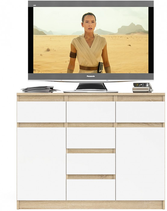 Мори Комод МК1200.4, цвет дуб сонома/белый, ШхГхВ 120,4х41х94 см.