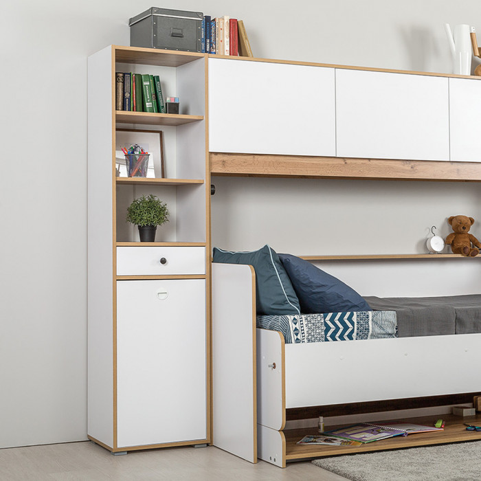 Вуди 13.146 Стеллаж, белый премиум/дуб крафт золотой