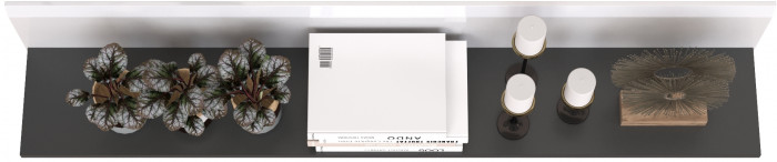 Сидней 16.486 Полка открытая, МДФ белый глянец/чёрный