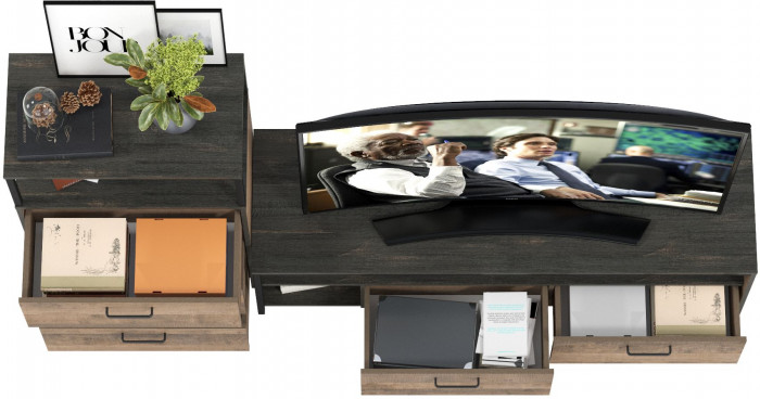 Трувор 13.70 Тумба под ТВ + 13.307.02 Комод с ящиками, дуб гранж песочный/интра