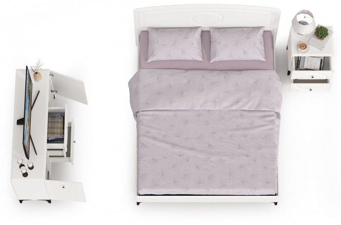 Валенсия Спальня № 03, ЛДСП белый шагрень/МДФ белый шагрень