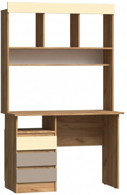 Челси Color Стол письменный + Надстройка (Слоновая кость/Глиняный серый/Дуб крафт)