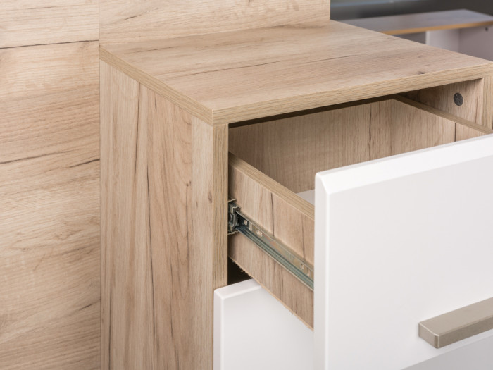 Лайн Прихожая № 07, дуб крафт серый/фасады МДФ белый глянец