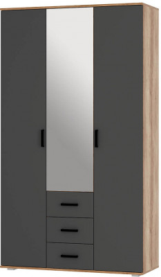 Шкаф 3-х створчатый "Вегас" ШК-08 дуб каньон/графит