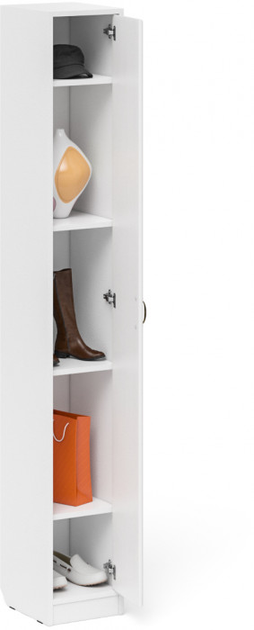 Прихожая П-6-350 Пенал, цвет белая шагрень/фасады МДФ белое дерево фрезеровка ромб, ШхГхВ 30х35х210 см., универсальная сборка