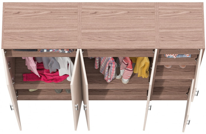 Шкаф С-МД-СК9Ш+Пенал С-МД-СК9П+Шкаф С-МД-СК9Ш, цвет ясень шимо светлый/ясень шимо тёмный, ШхГхВ 183х45х160 см., универсальная сборка