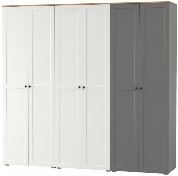 Остин 13.224 Шкаф 3 шт., белый шагрень/серый графит/дуб крафт золотой