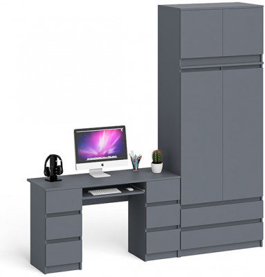 Мори Стол компьютерный МС-2 + Шкаф МШ900.1 + Антресоль МА900.1, цвет графит, ШхГхВ 225,8х50,4х234,2 см., универсальная сборка