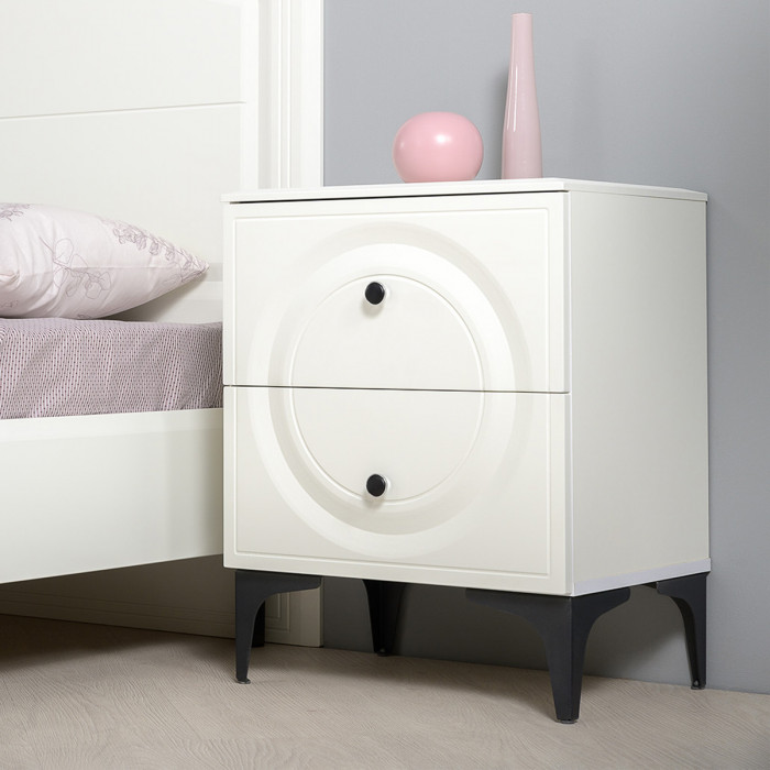 Валенсия Спальня № 11, ЛДСП белый шагрень/чёрный/МДФ белый шагрень