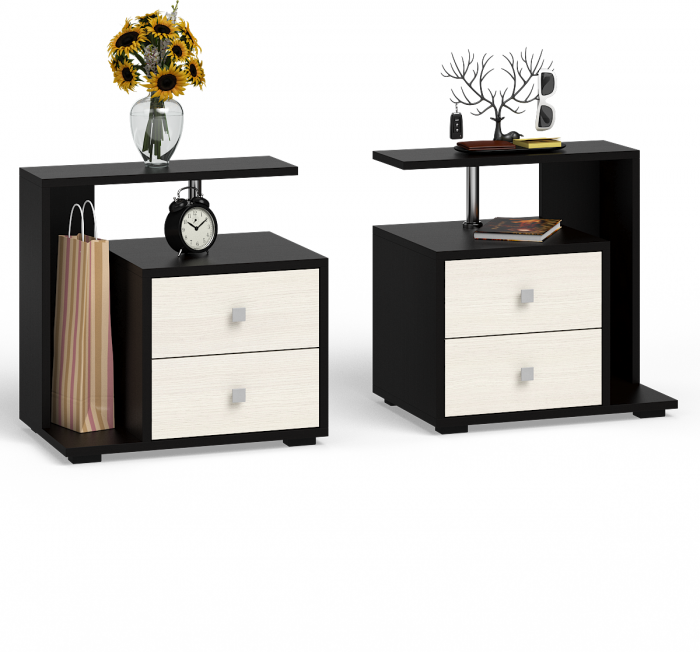 Камелия спальня № 11 Кровать с ящиками 1800 + Две тумбы + Комод + Шкаф 4-х створчатый, венге/дуб лоредо