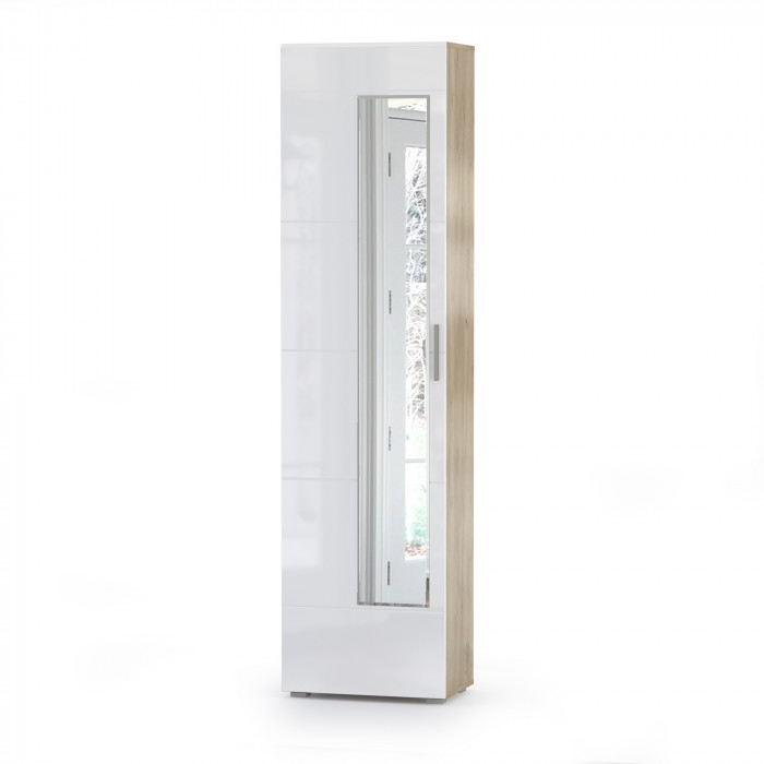 Лайн Прихожая № 08, дуб крафт серый/фасады МДФ белый глянец