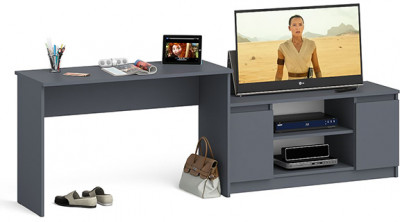 Мори письменный стол МСП1200.1 + Тумба МТВ1200.1, графит