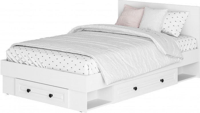 Кровать с проложками ДСП и ящиками Софт КР-06 (1,2), Белый