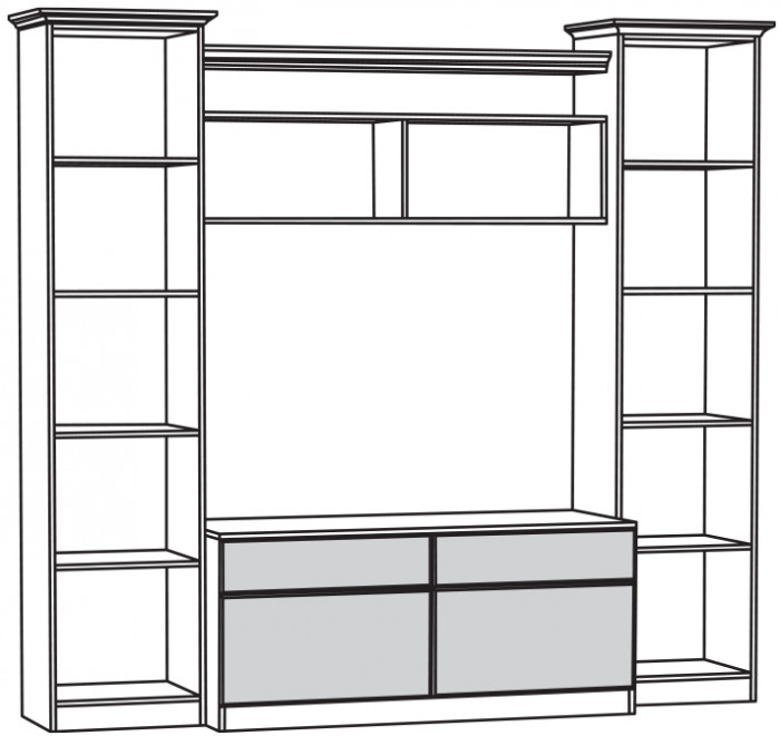 Ливерпуль Набор мебели 2, цвет ясень ваниль/белый, ШхГхВ 240х49,3х220,3 см.(без учёта карниза), ниша для тв 140х49х90 см.