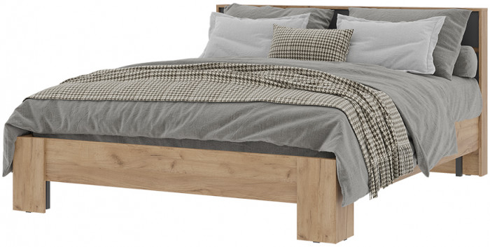 Хелен КР 03 Кровать 1.6х2.0 (1,670х0,928х2,114) серый графит/дуб крафт золото