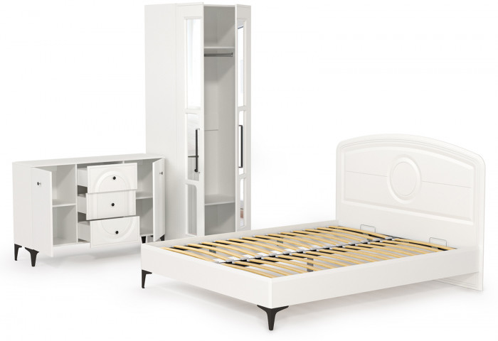 Валенсия Спальня № 17, ЛДСП белый шагрень/МДФ белый шагрень