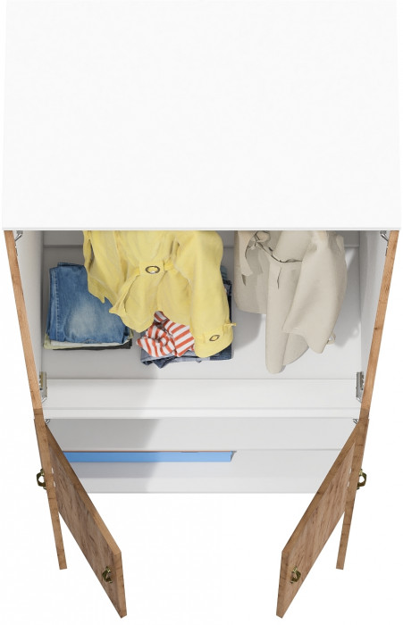 Лидер-8 Модуль Шкаф МД 19Б, белый шагрень/крафт золото