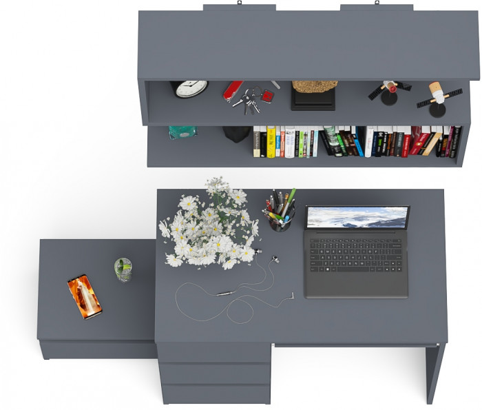 Мори компьютерный стол МС-6 левый + Тумба ТМП400.1 + Полка 900, графит