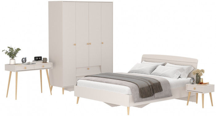 Афина Спальня 33-1600, цвет кашемир серый, сп.м. 1600х2000 мм., б/м, основание есть - фанера