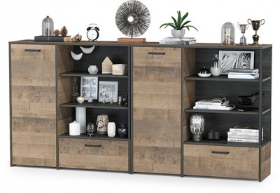 Трувор 13.307.01 Комод + 13.307.01 Комод, цвет дуб гранж песочный/интра, ШхГхВ 218х36,9х106,9 см., универсальная сборка