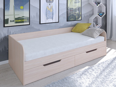 Кровать Астра одноярусная Дуб молочный/Дуб молочный