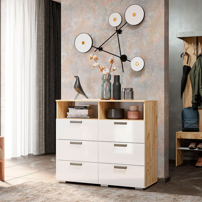 Комод "Азаро" крафт/белый глянец