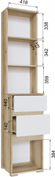 Плейона Тумба с ящиками делано/белый