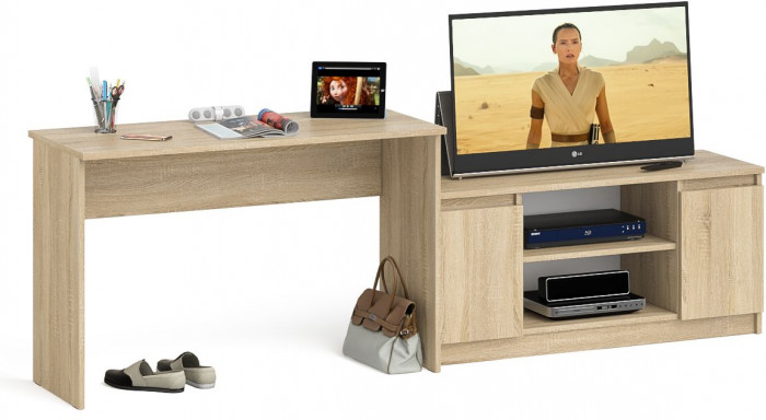 Мори письменный стол МСП1200.1 + Тумба МТВ1200.1, дуб сонома