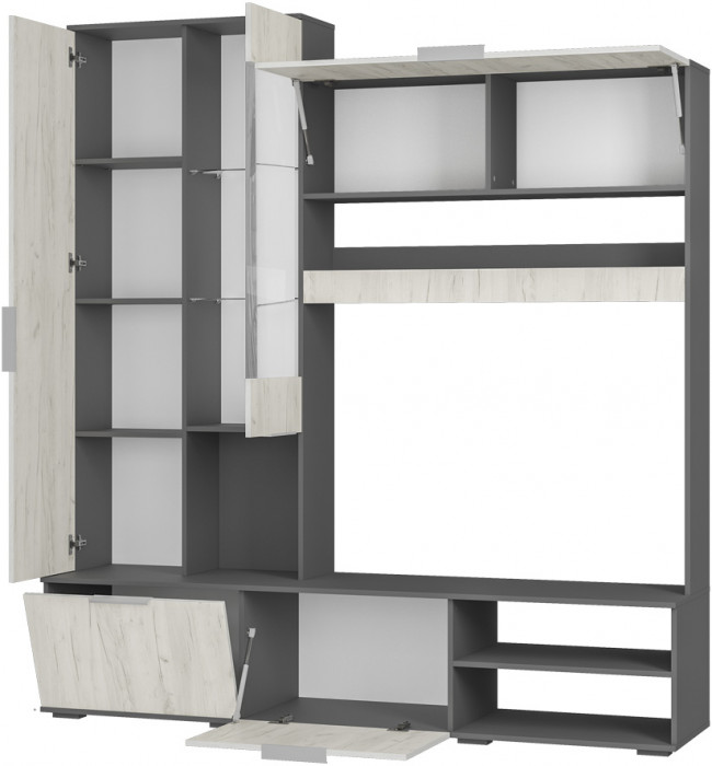 Гостиная "Плаза" ЦС-01 Графит/Дуб крафт белый