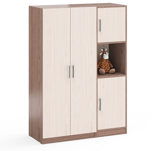 Шкаф С-МД-СК9Ш+Пенал С-МД-СК9П, цвет ясень шимо светлый/ясень шимо тёмный, ШхГхВ 113х45х160 см., универсальная сборка