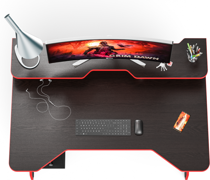 Надстройка для стола компьютерного С-МД-СК5-1400, венге/кромка красная